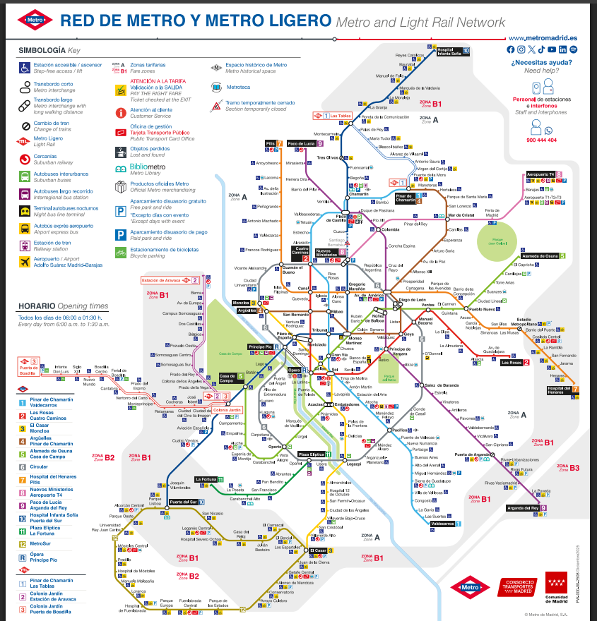 Plano de Metro y Metro Ligero de Madrid