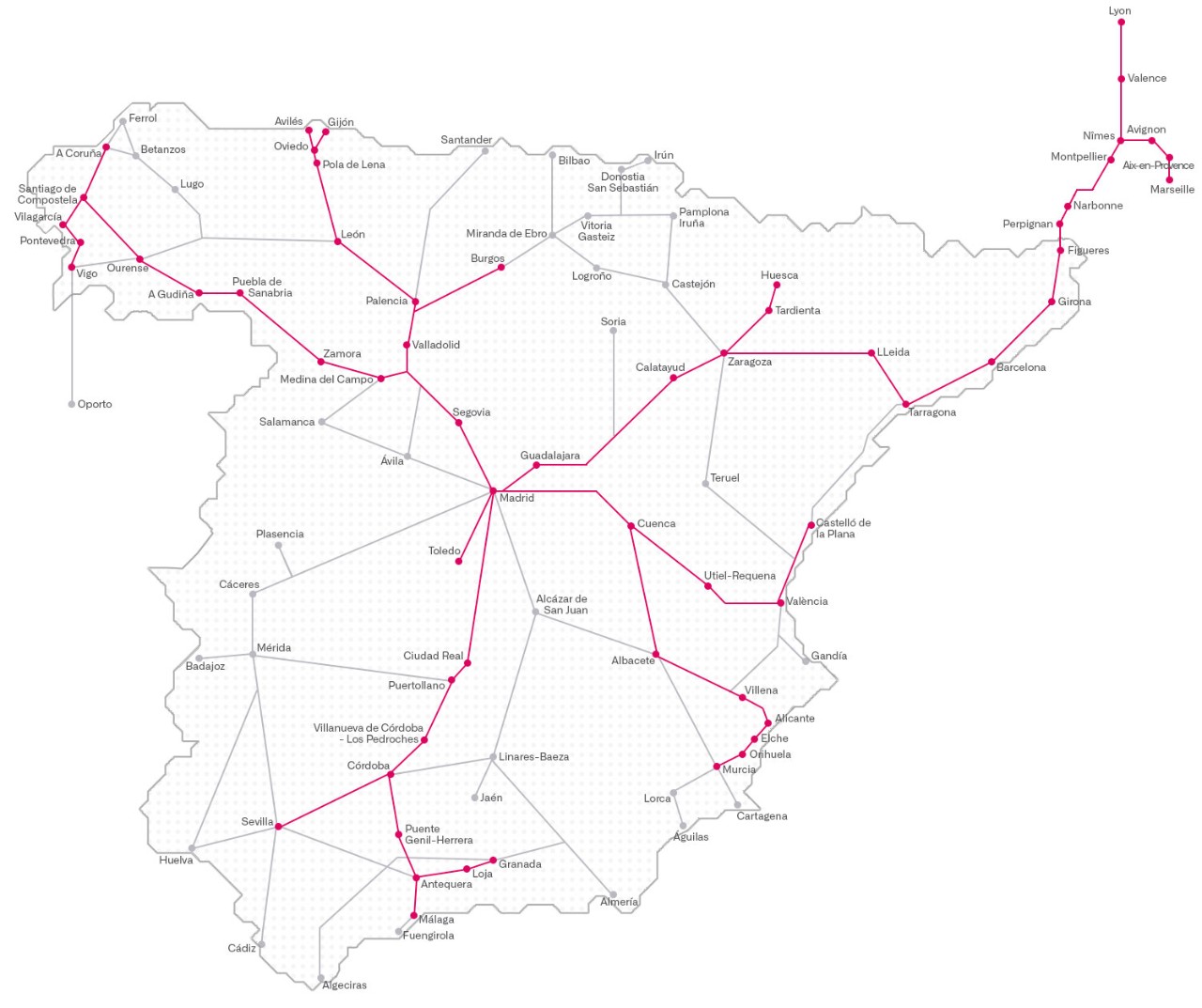 Mapa de AVE y Larga Distancia